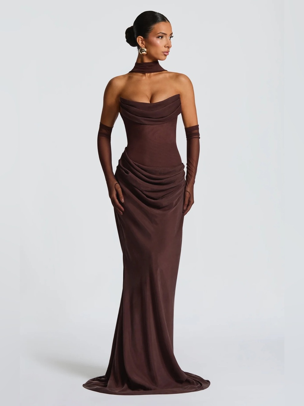 New BabyBoo LIORA MAXI DRESS PLUM BROWN Size Small - Picture 4 of 16